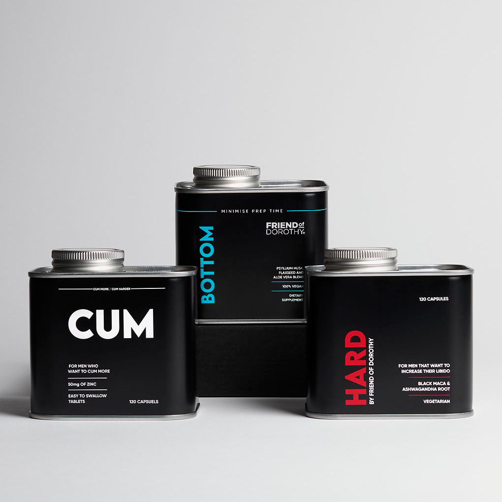 Dorothy's Essentials 2-Month Supply — Friend of Dorothy Cum Can, Hard Can & Bottom Can supplement bundle, front view