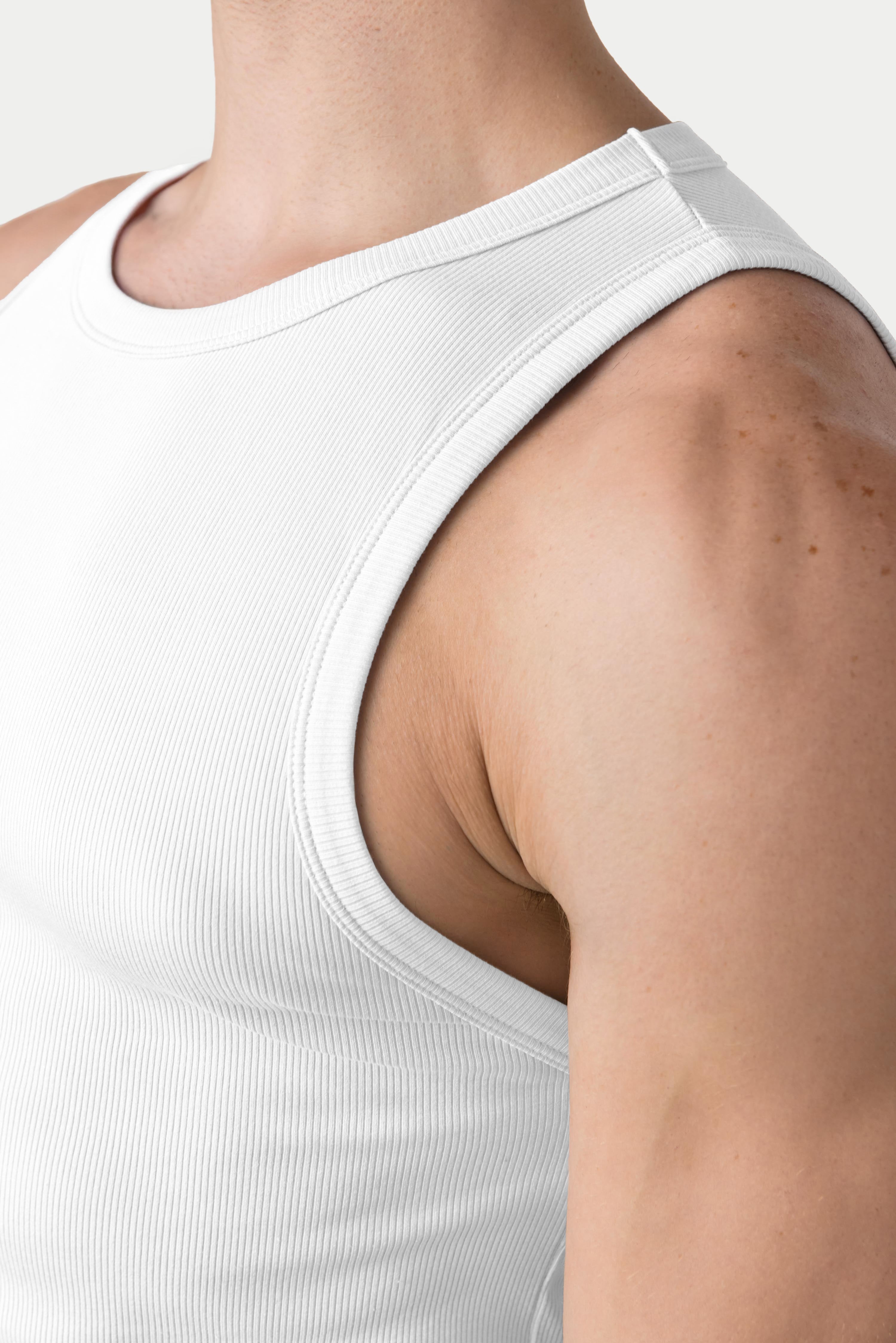 Awry Ribbed Tank White — men's sleeveless tank top lifestyle styling