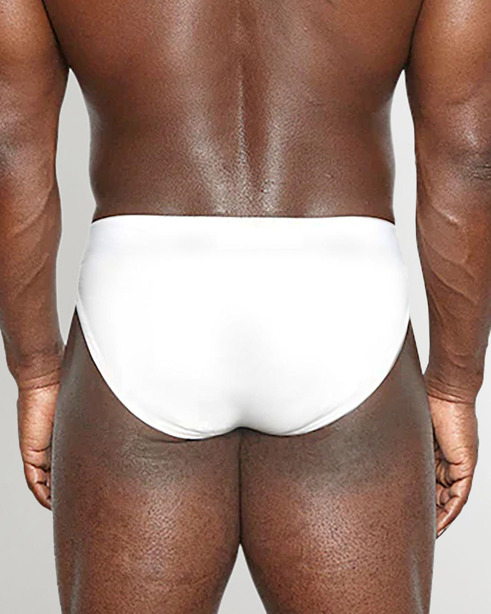 Helio Artemis Brief Cloudstone - men's mid-rise nylon-Lycra brief, back view