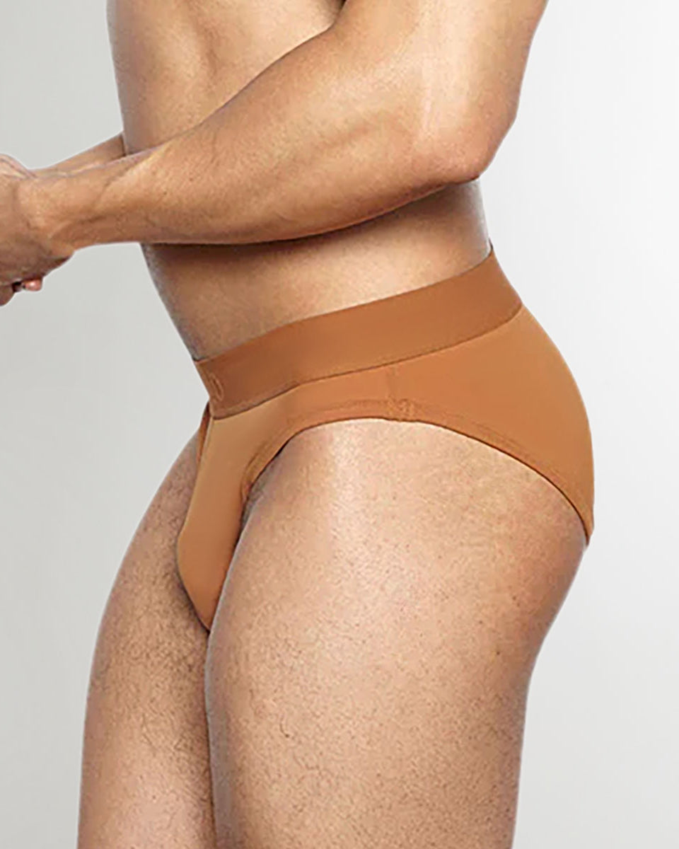 Helio Artemis Brief Cognac - men's contoured support brief with clean lines, side view