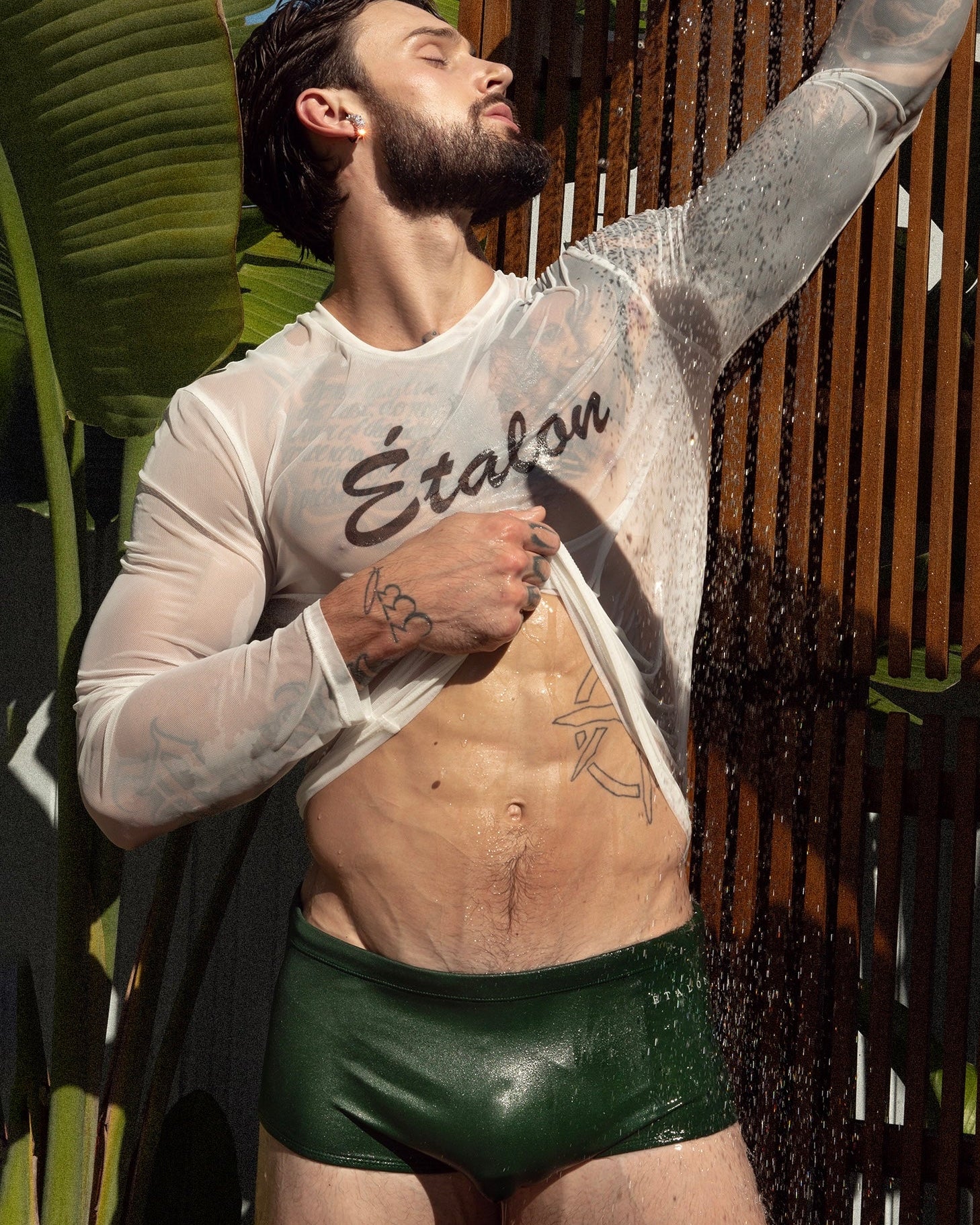 Étalon Olive Swim Sunga - men's swim brief high-leg cut detail