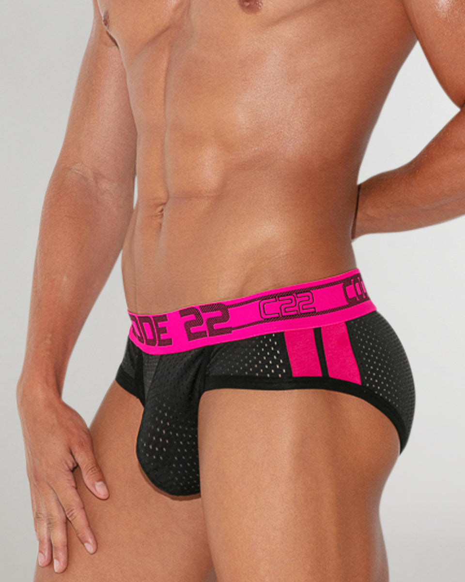 CODE 22 Sport Mesh Push-Up Brief CODE 22 Sport Mesh Push-Up Brief Black-fuscia