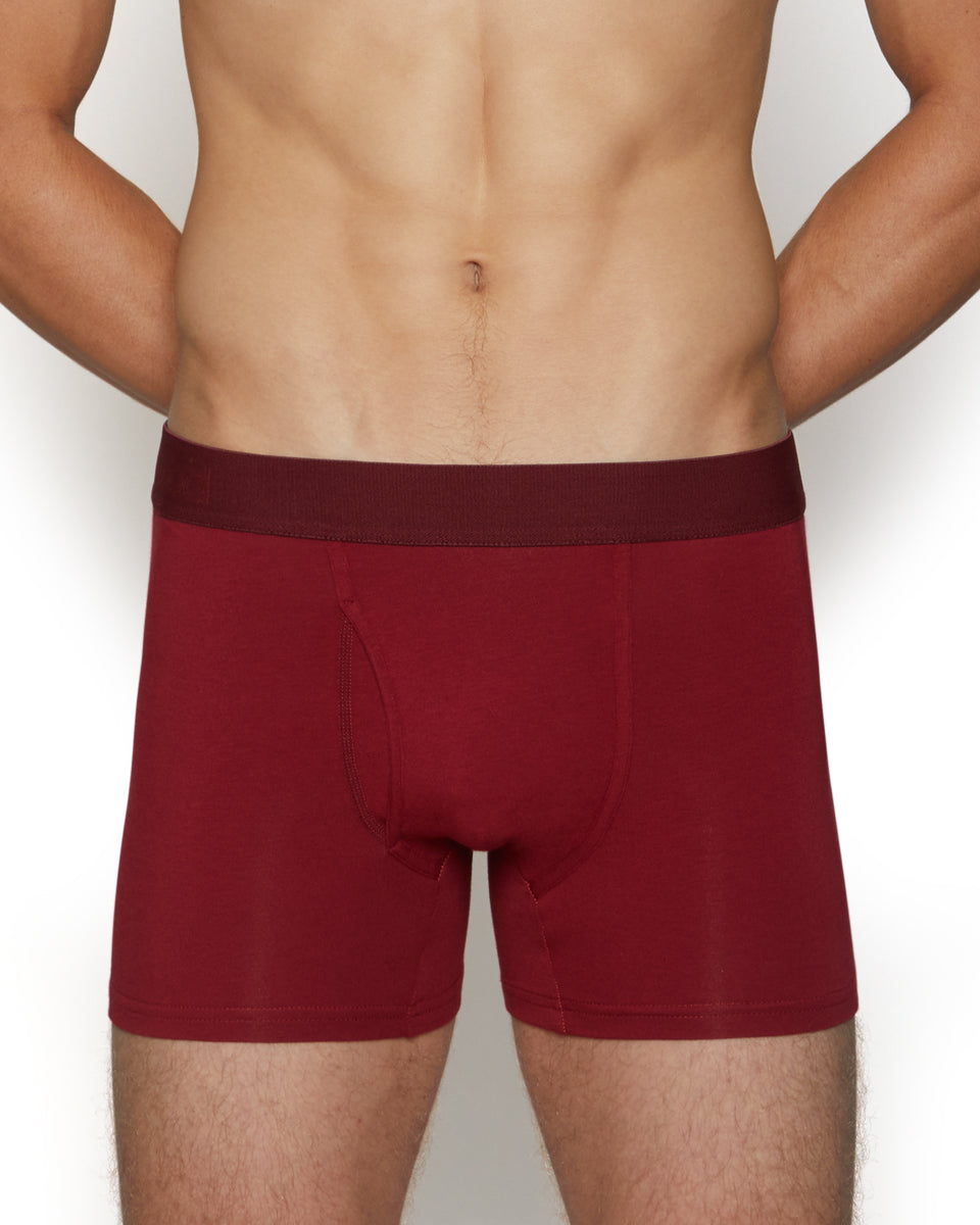 Wood Boxer Brief with Fly Burgundy-red