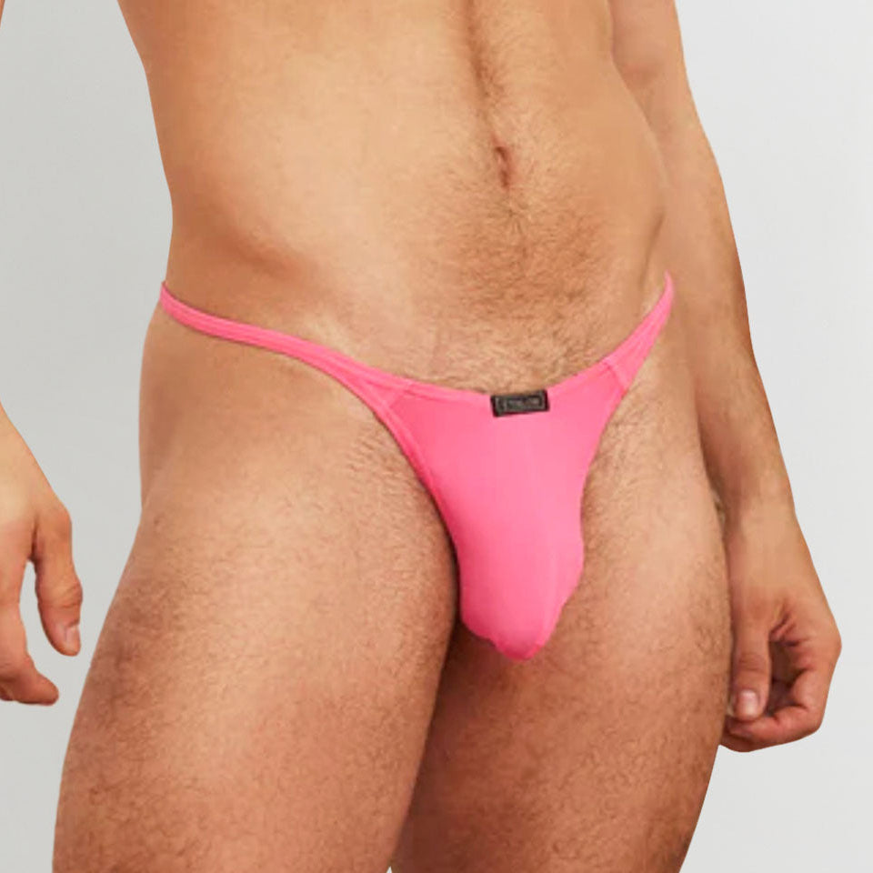 Etalon men's neon thong side profile — stretch nylon spandex