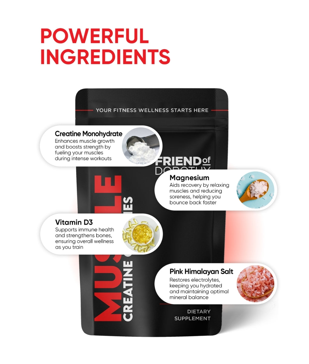 Friend of Dorothy Muscle Creatine Gummies — no powder creatine supplement for gay men, lifestyle image