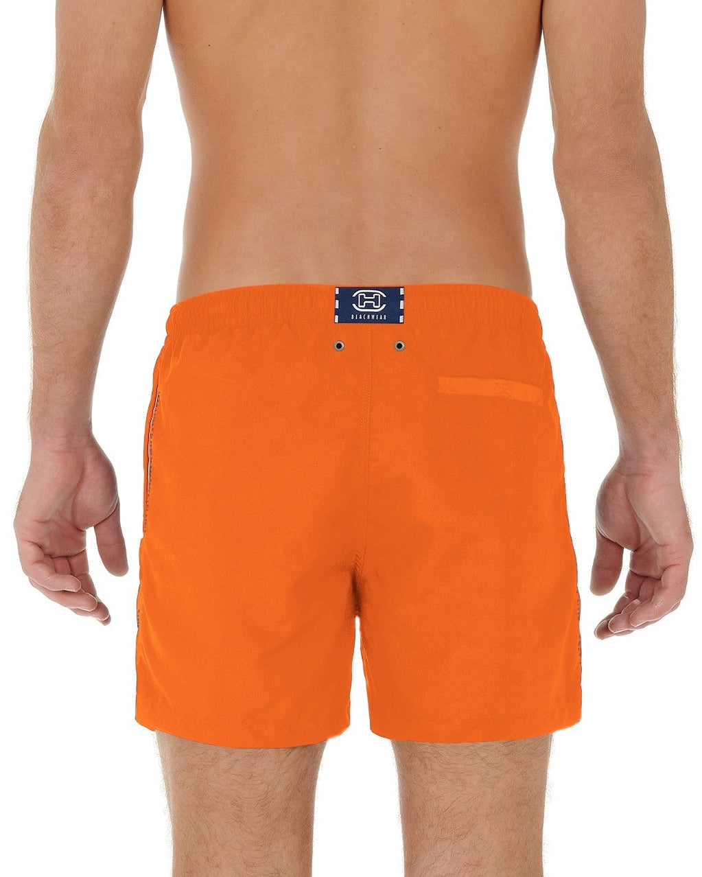 HOM Sea Life Beach Boxer Orange - men's board shorts back view