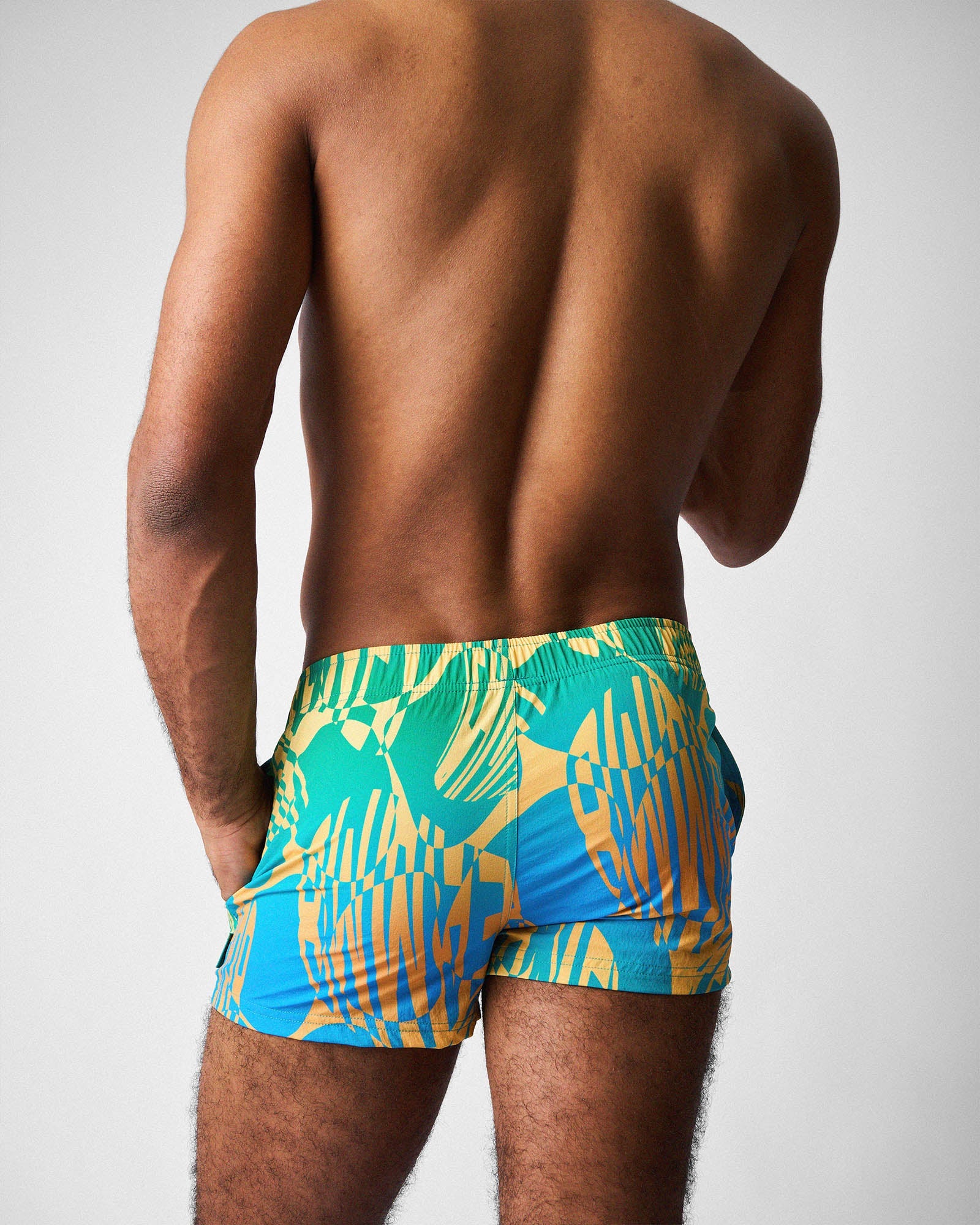 Teamm8 Harbour City Swim Short Tropical - men's slim fit swim short, side view
