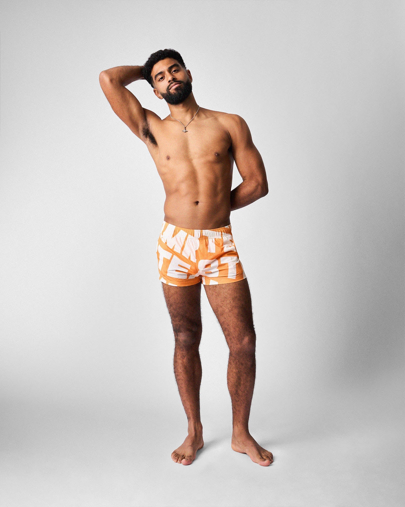 Teamm8 Headliner Swim Short Orange - flat elastic waistband with tie-cord, detail