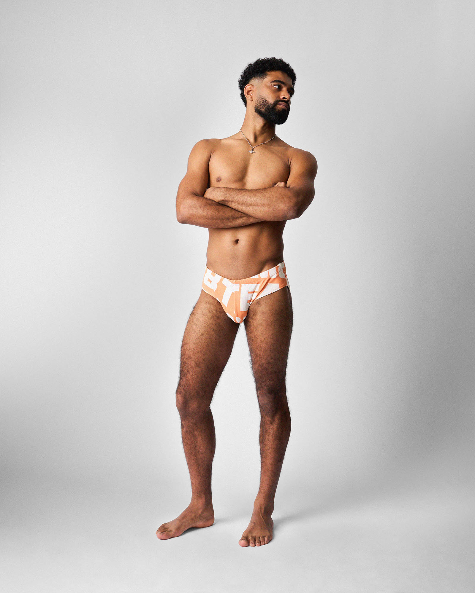 Teamm8 Headliner Wide Swim Brief Orange - men's lined pouch swim brief, detail view