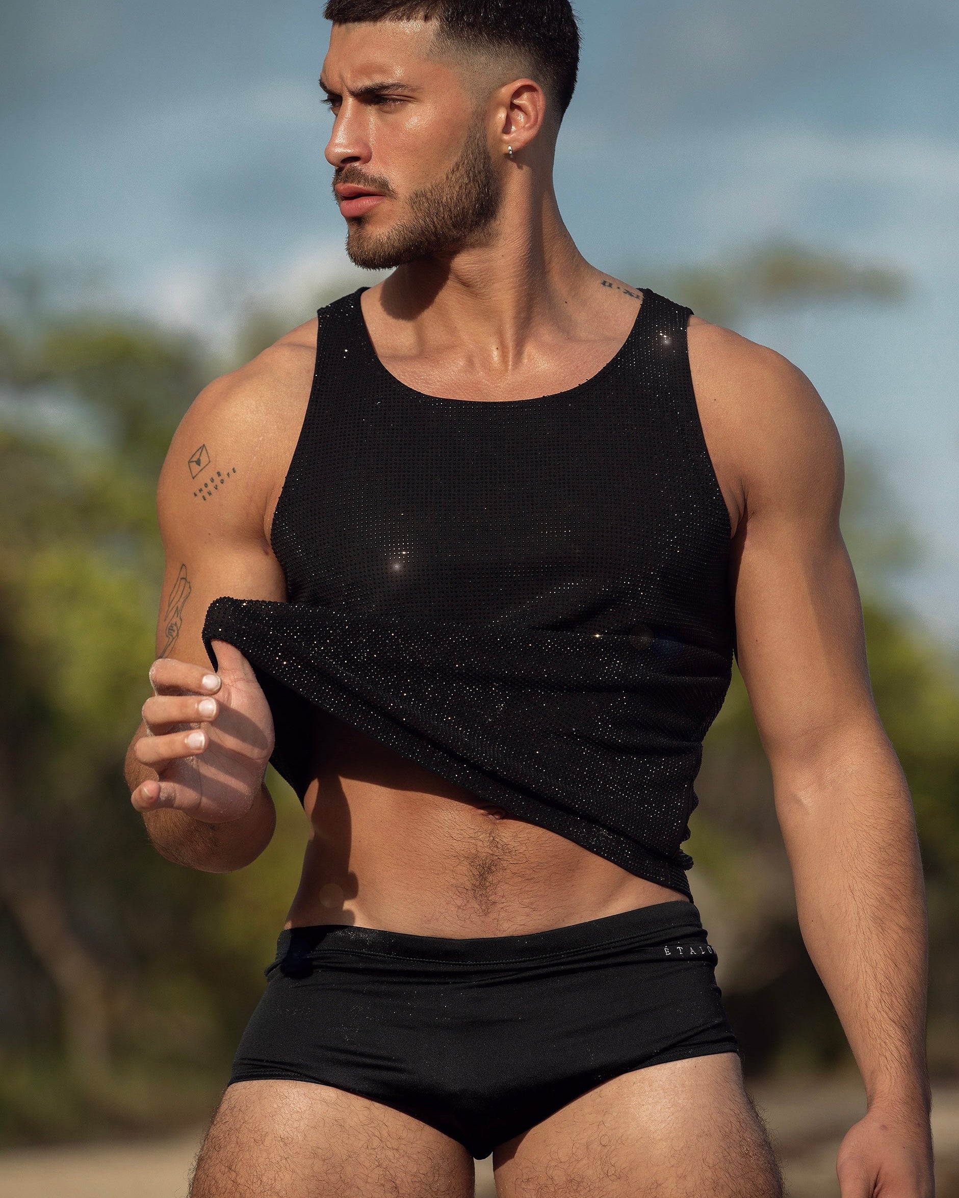 Étalon Black Swim Sunga - men's swim brief high-leg cut detail