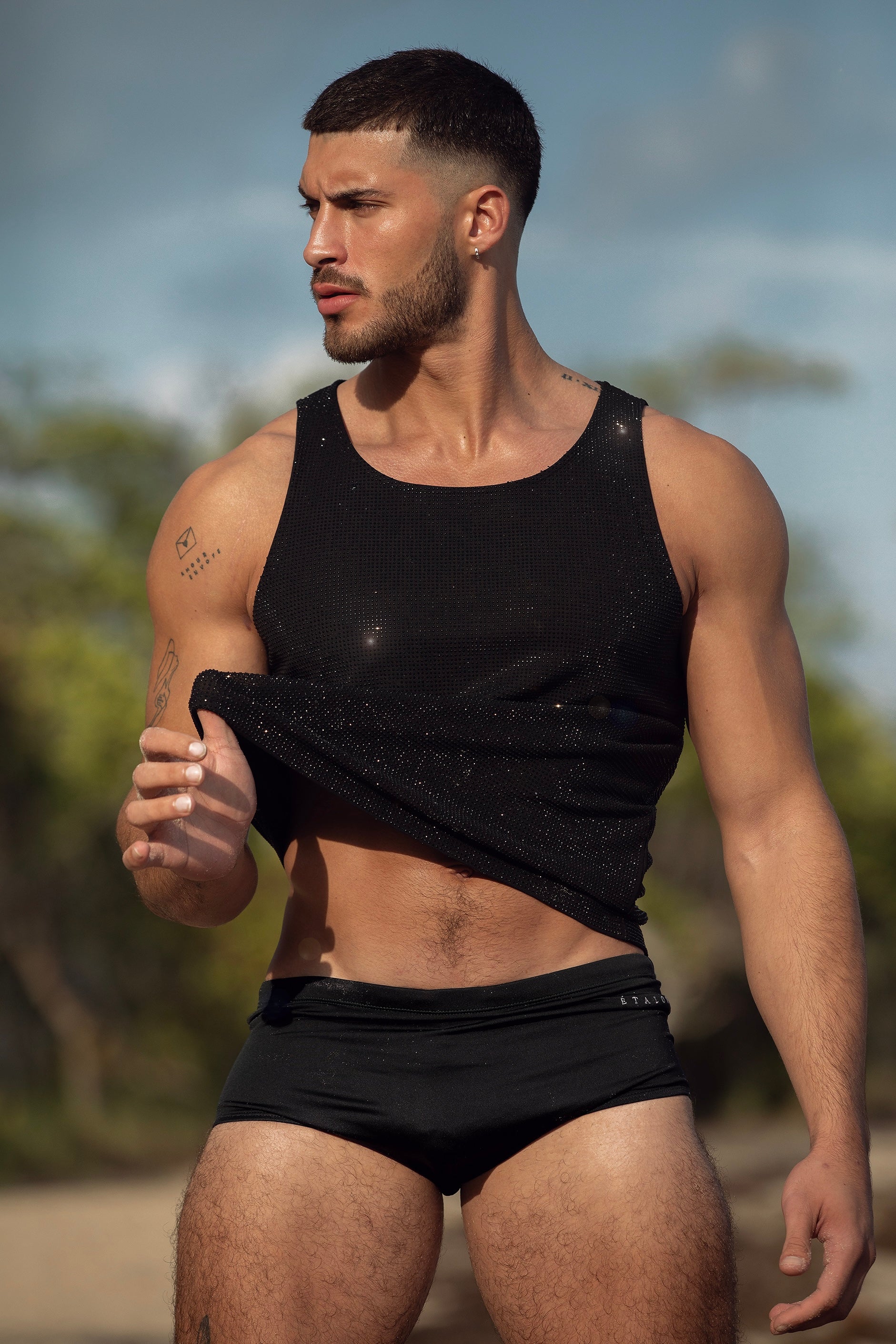 Étalon Black Swim Sunga - men's swim brief high-leg cut detail
