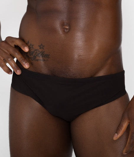 Sean & Val Classic Brief Black — men's swim brief back view showing minimal coverage