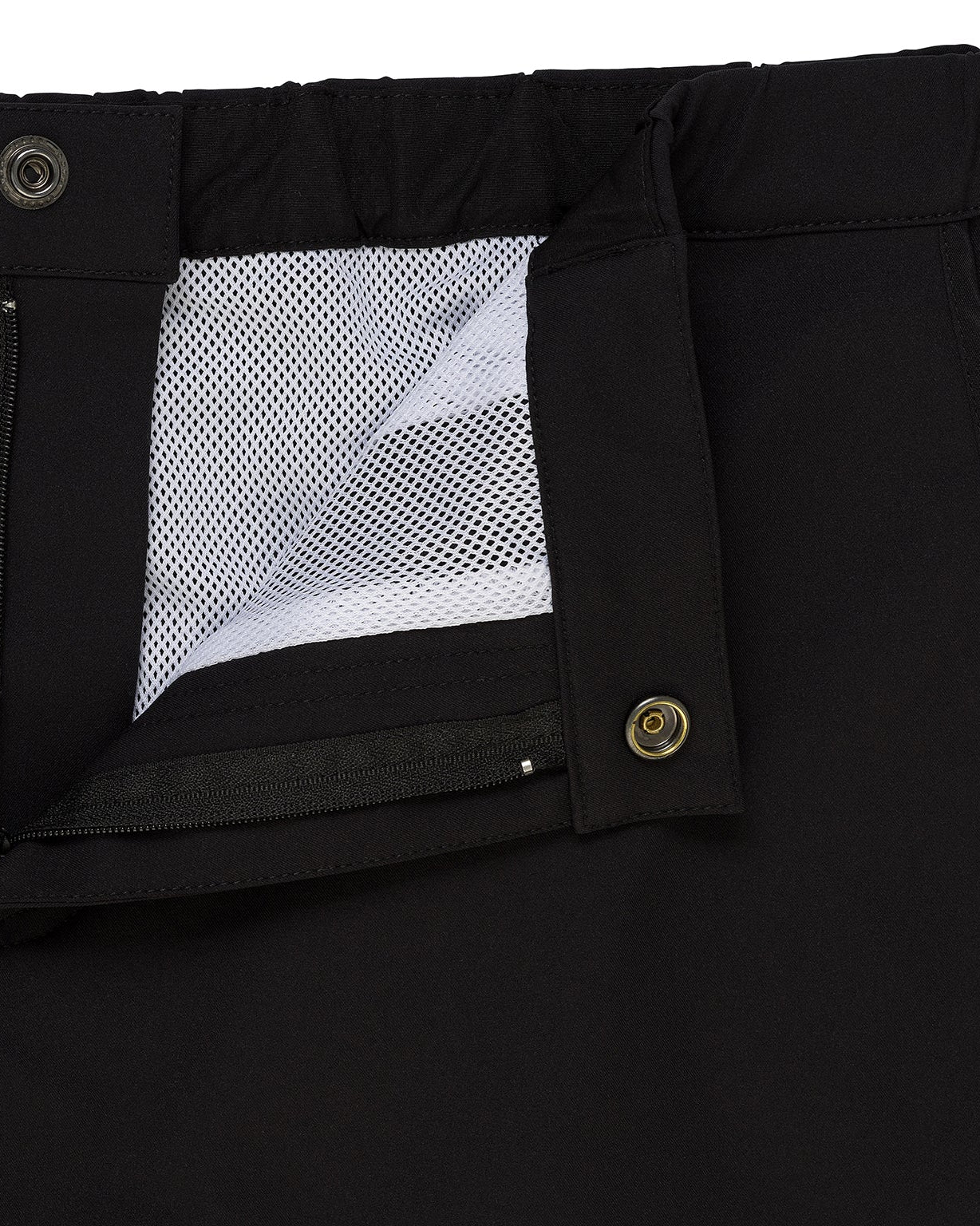 Parke & Ronen Angeleno Swim Trunk Black - men's low-rise swim trunk, detail shot of fabric and piping