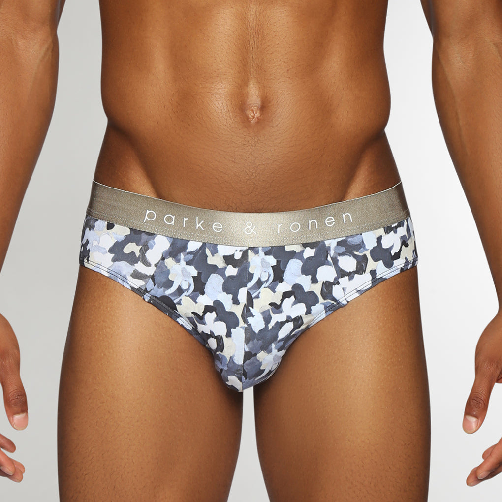 Parke & Ronen Printed Low-Rise Brief Woodland-grey