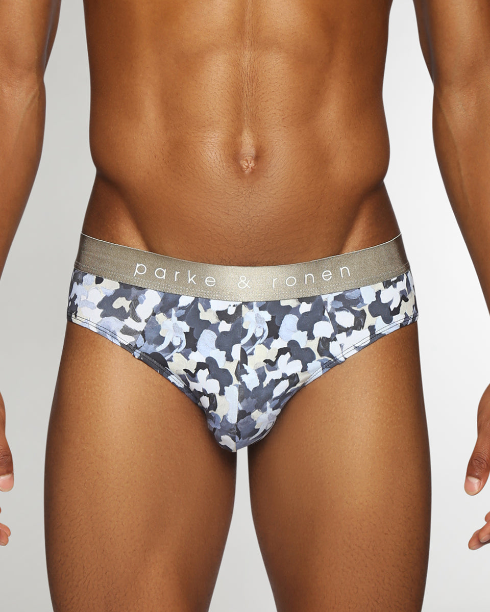 Parke & Ronen Printed Low-Rise Brief Woodland-grey