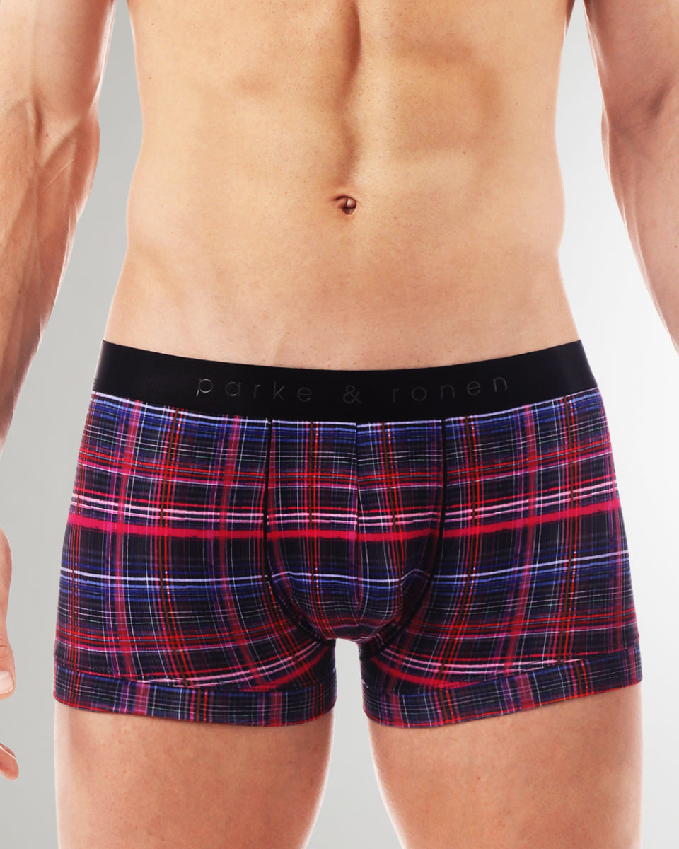 Parke & Ronen Printed Low-Rise Trunk Parke & Ronen Printed Low-Rise Trunk Fuchsia-cape-cod-plaid