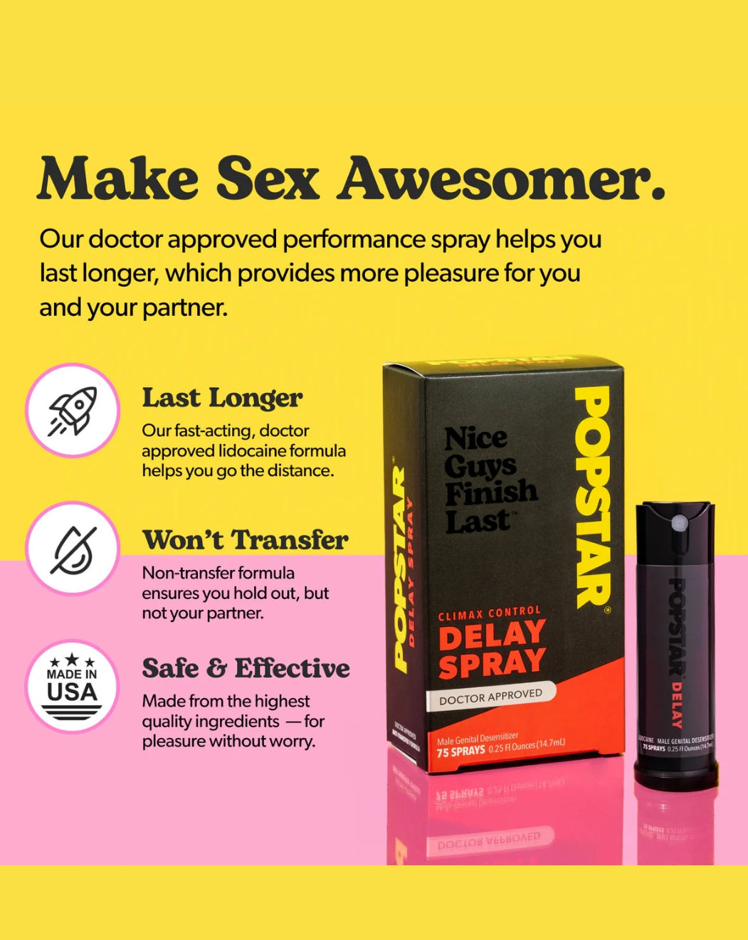Popstar Delay Spray — 60-day money-back guarantee badge