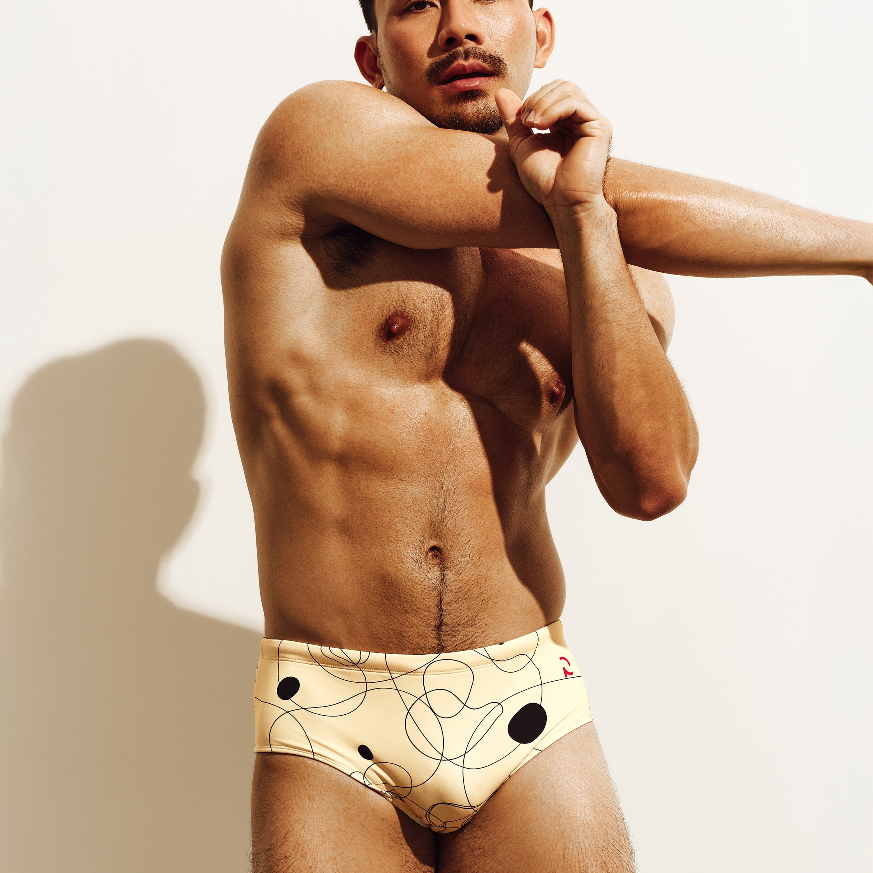 Reputation Sunga 02 Yellow Drawing — men's ultra-matte sunga brief on-model front view