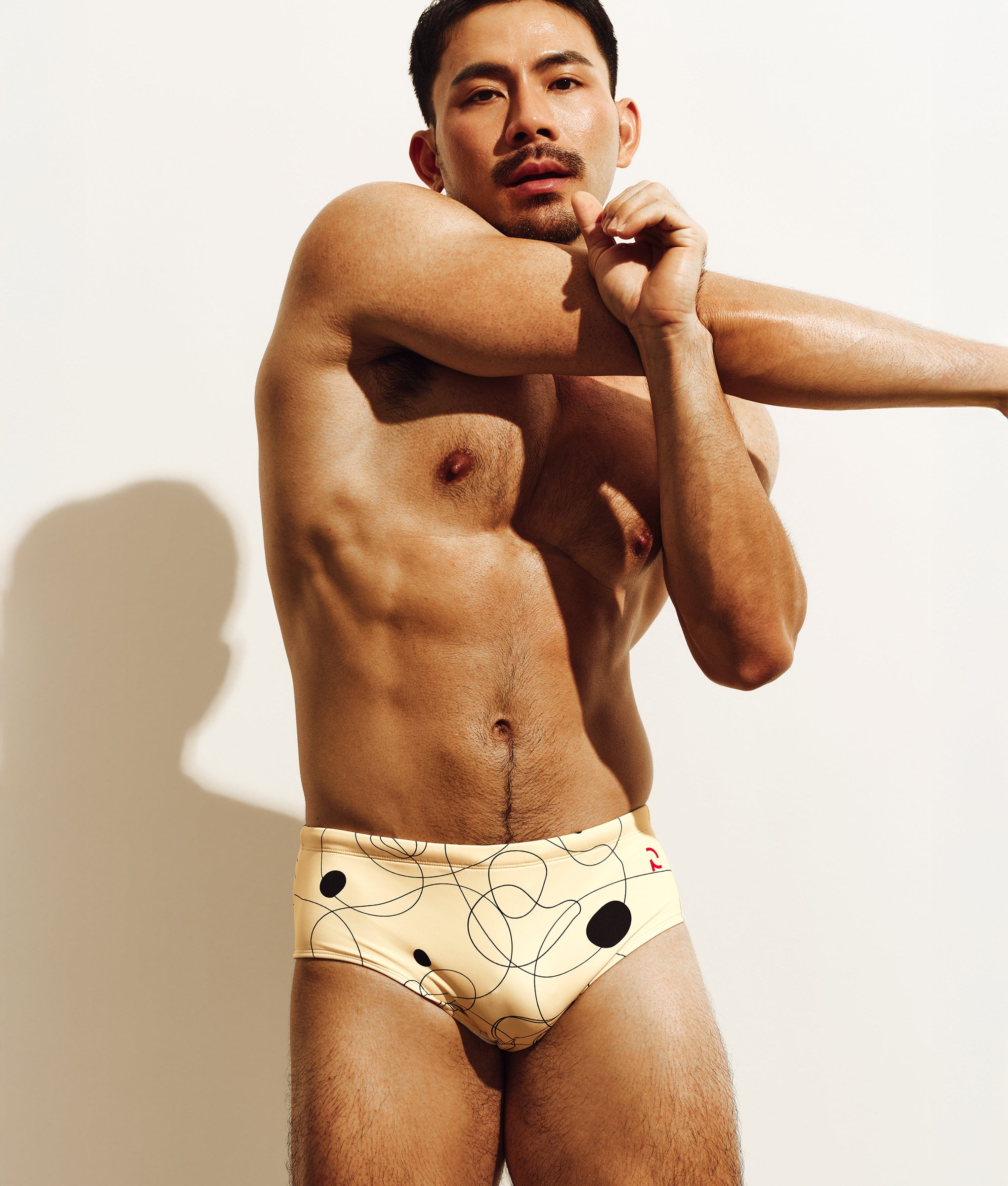 Reputation Sunga 02 Yellow Drawing — men's ultra-matte sunga brief on-model front view
