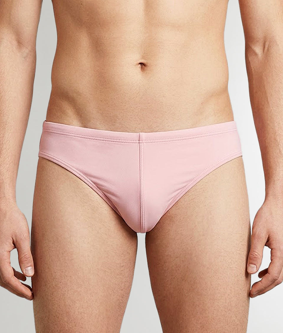 Sean & Val Racer Brief Paloma — men's swim brief, model full body front view