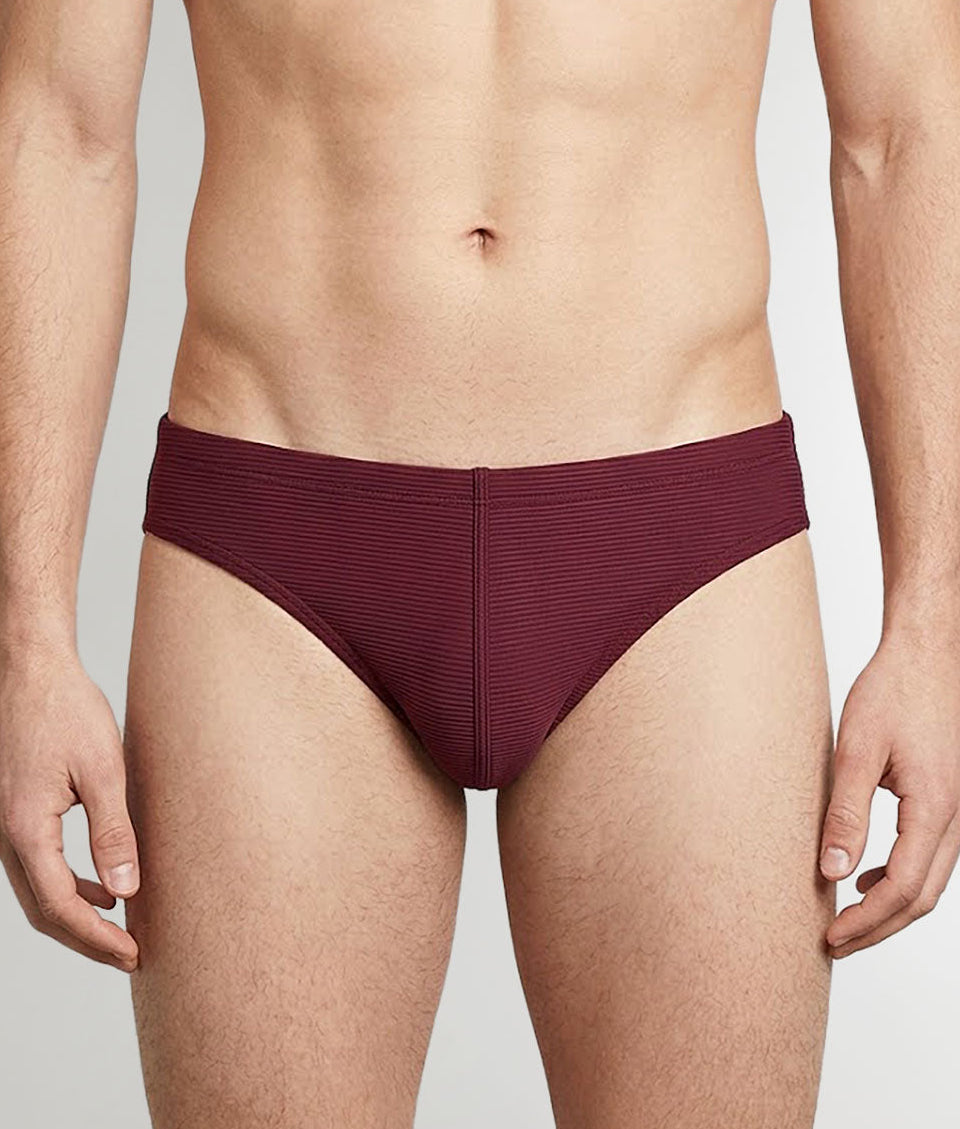 Sean & Val Ribbed Racer Brief Palermo — men's quick-dry swim brief, product flat lay