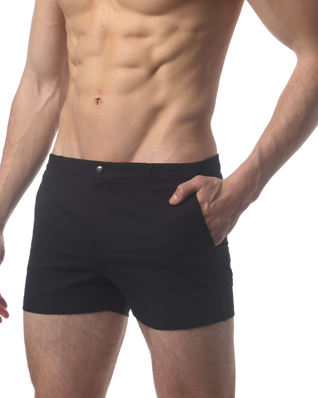 Parke & Ronen Angeleno Swim Trunk Black - men's low-rise swim trunk, side view