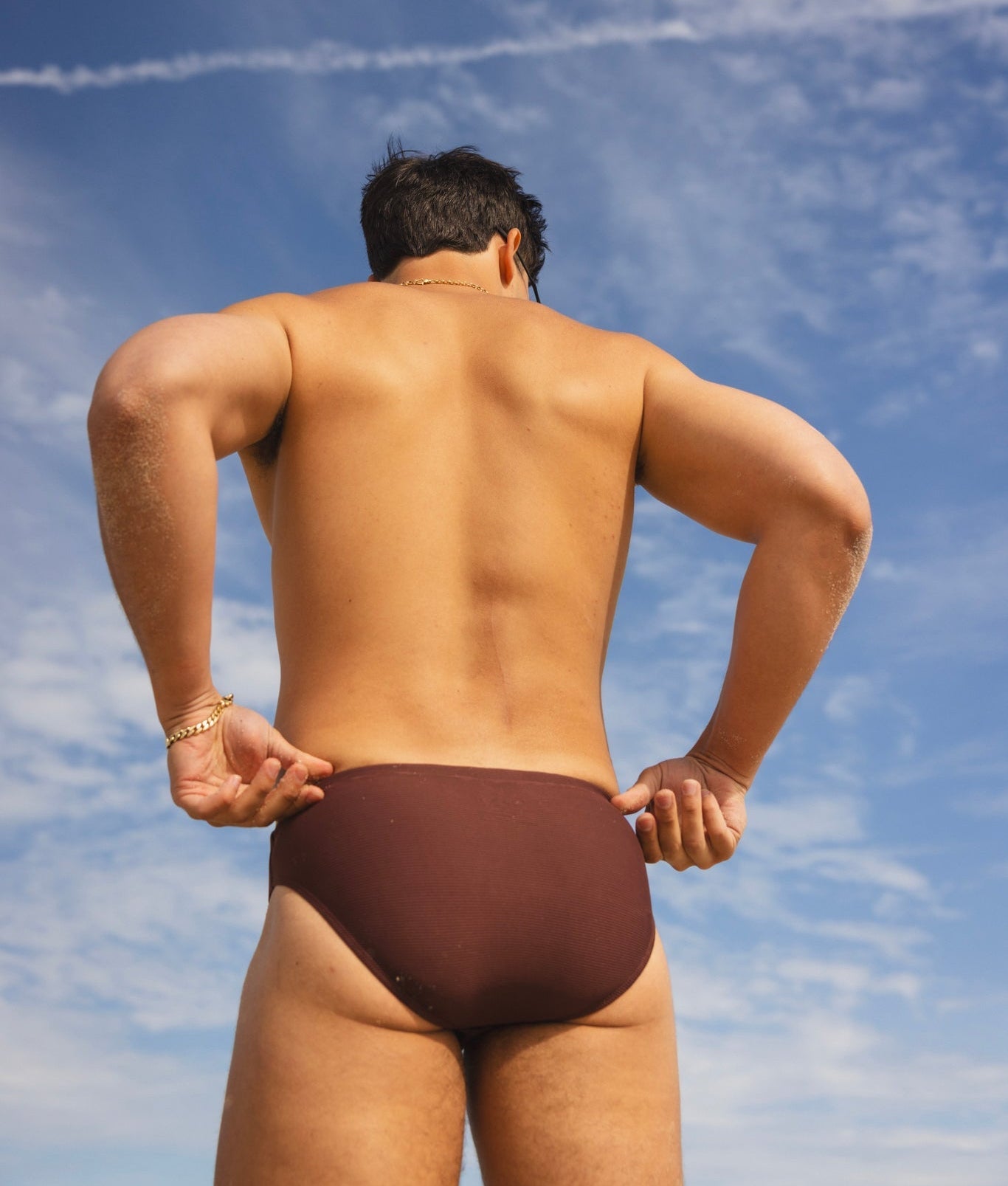 Sean & Val Ribbed Racer Brief Palermo — ribbed swim brief front detail and liner view