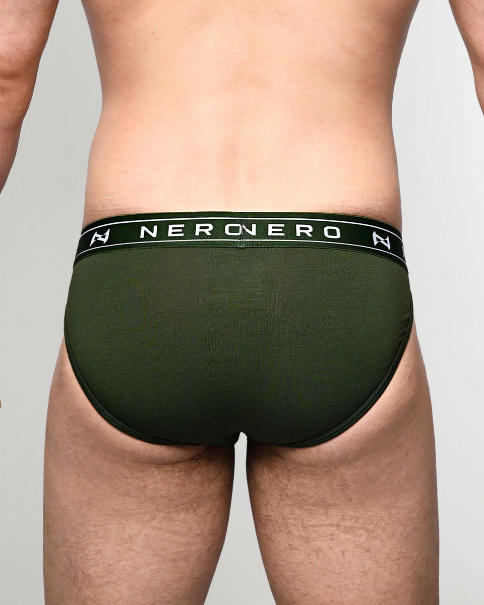 Nero New York Sports Brief Verdanturf — men's bamboo-cotton athletic brief with logo waistband, back view