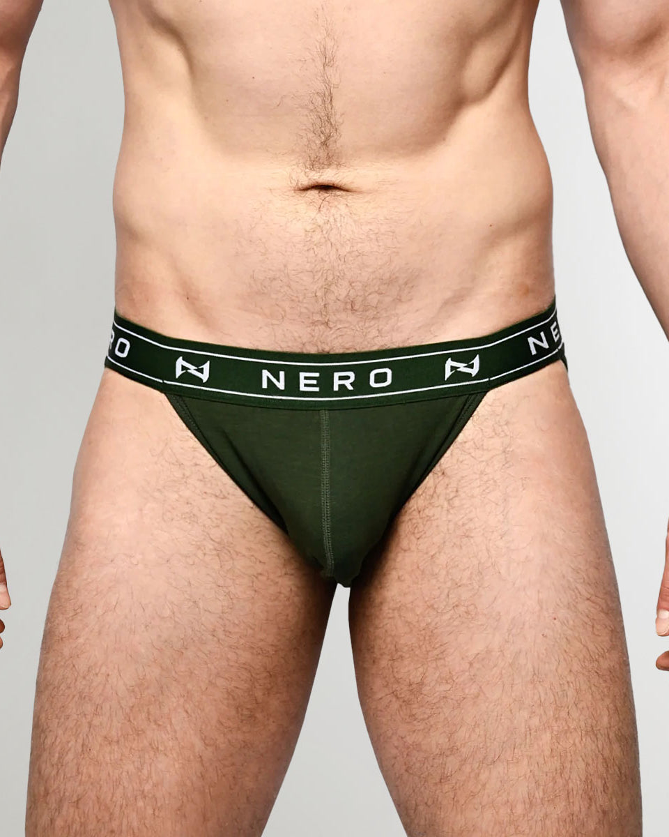 Nero New York Sports Brief Verdanturf — men's bamboo-cotton athletic brief with contoured pouch, front view