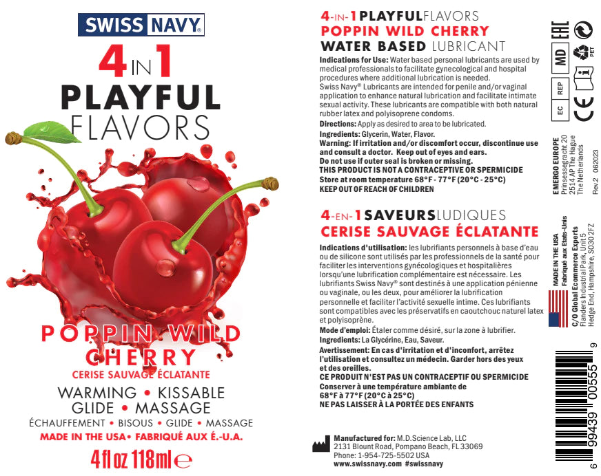 Swiss Navy 4-in-1 Poppin Wild Cherry - 4oz Swiss Navy 4-in-1 Poppin Wild Cherry - 4oz 4oz