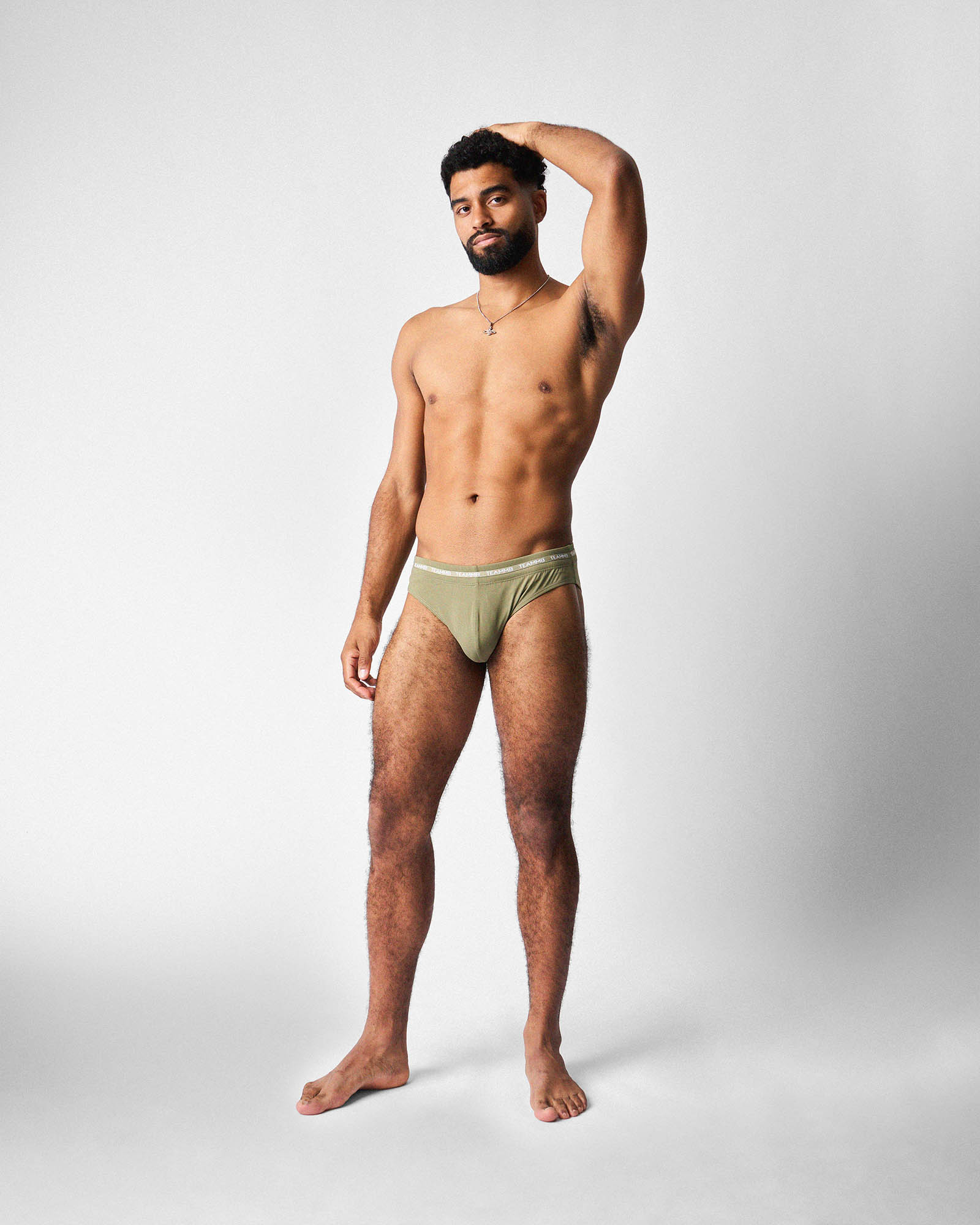 Teamm8 Ultra Swim Brief Army - men's 4-way stretch swim brief, back view