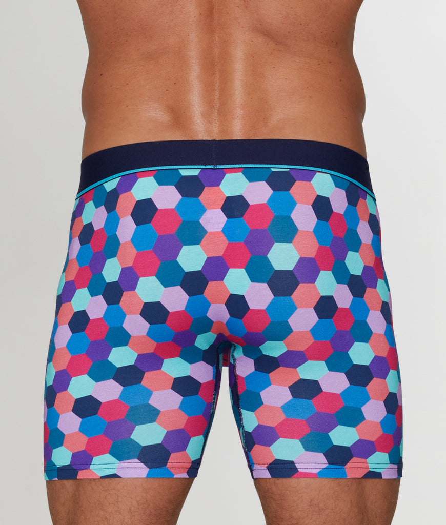 Unsimply Stitched Honeycomb Boxer Brief Unsimply Stitched Honeycomb Boxer Brief Blue-pink-multi