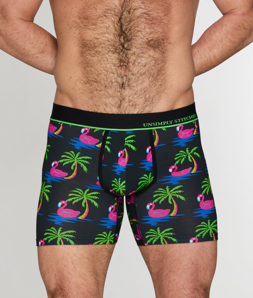 Unsimply Stitched Flamingo Palm Tree Boxer Brief Unsimply Stitched Flamingo Palm Tree Boxer Brief Black