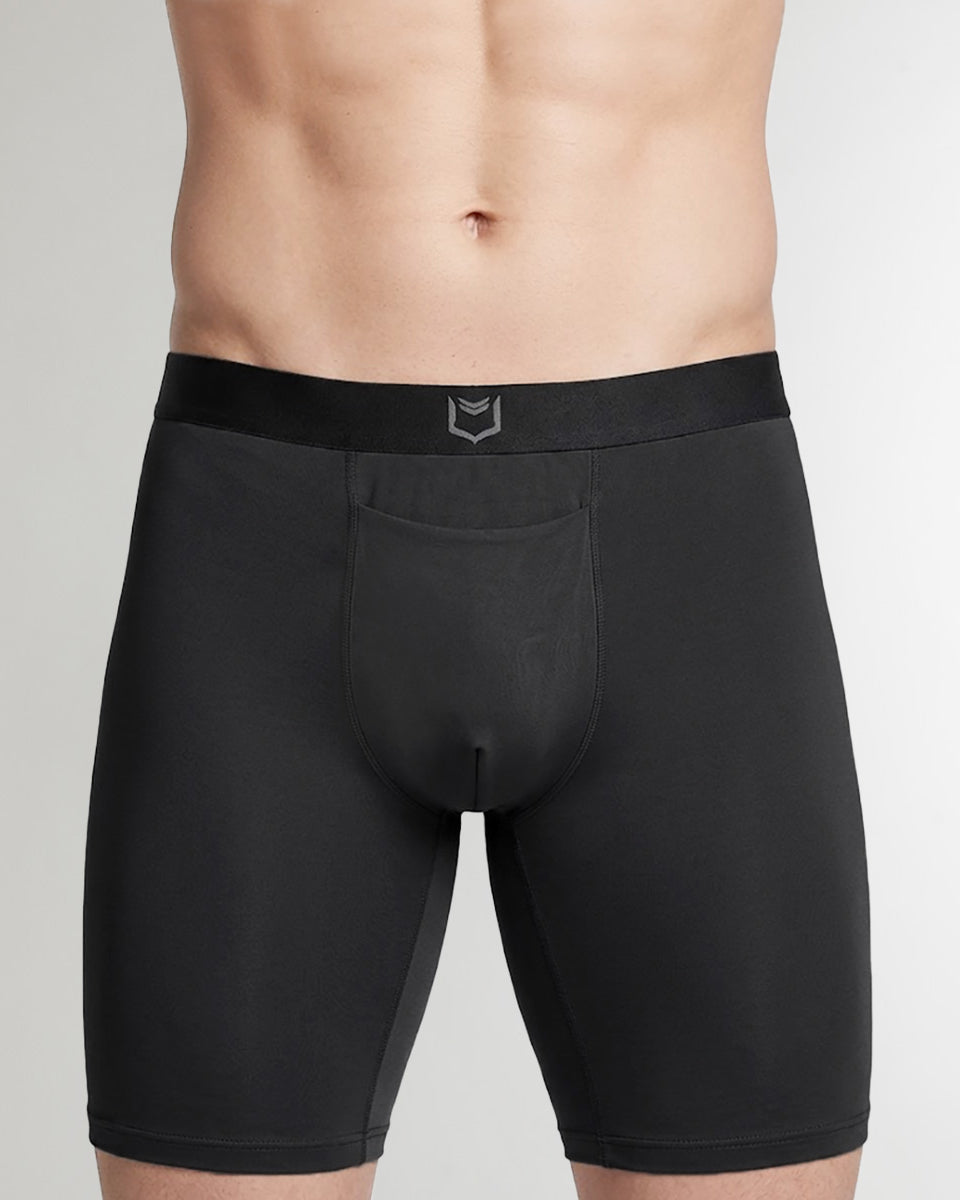 Sheath V Men's Single Pouch 8" Sports Performance Boxer Brief w/ Horizontal Fly