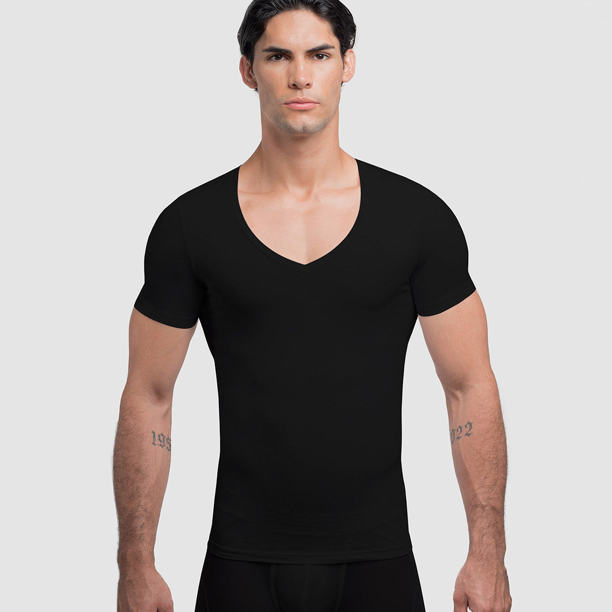 Rounderbum Cotton Compression Deep V-Neck T-Shirt