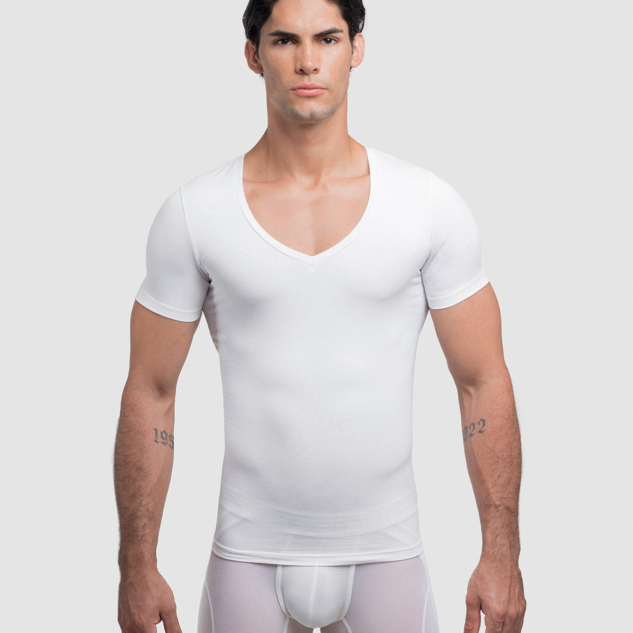 Rounderbum Cotton Compression Deep V-Neck T-Shirt