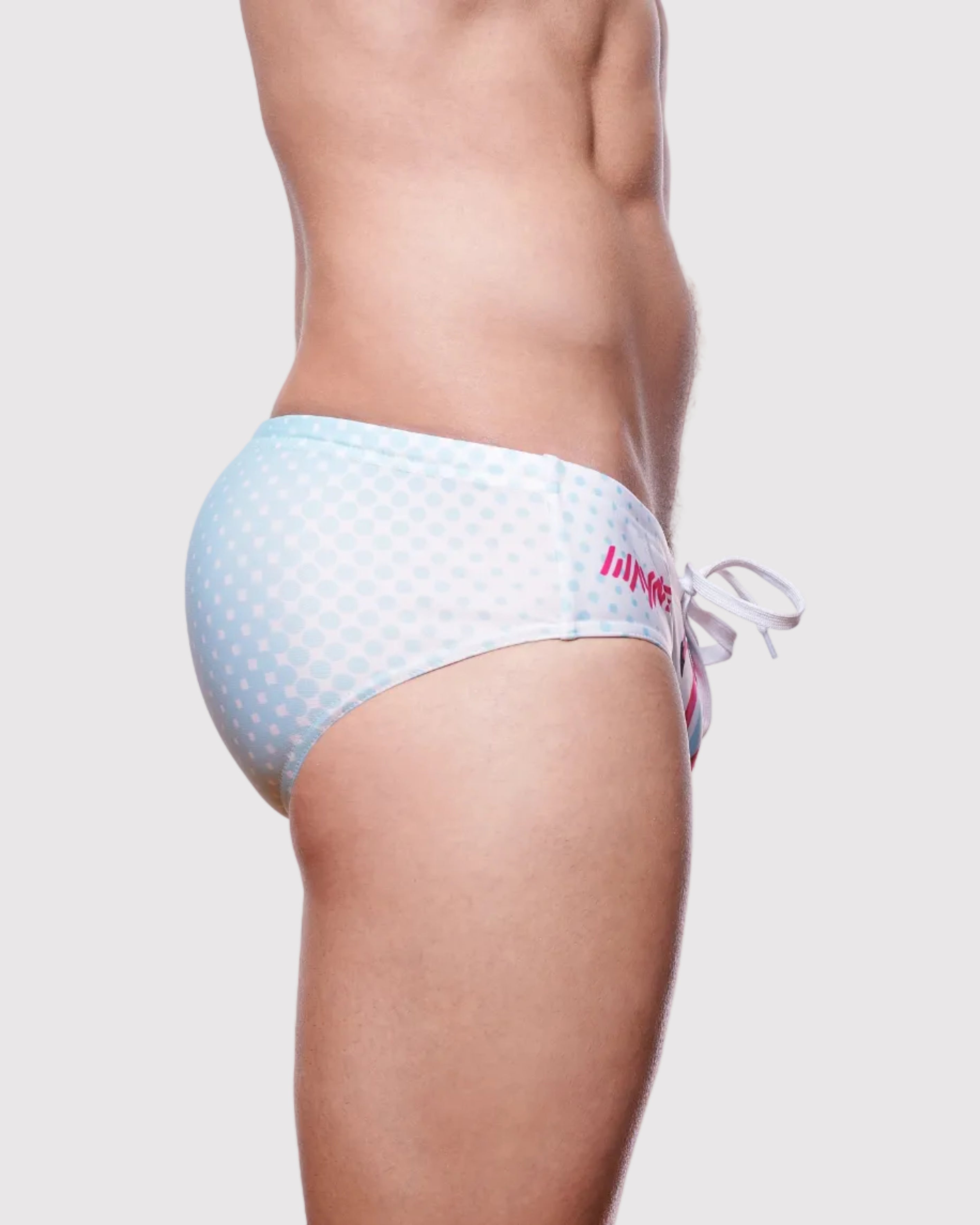Wayne Flamingo Paradise Speedo Flamingo Colors - men's swim brief drawstring detail