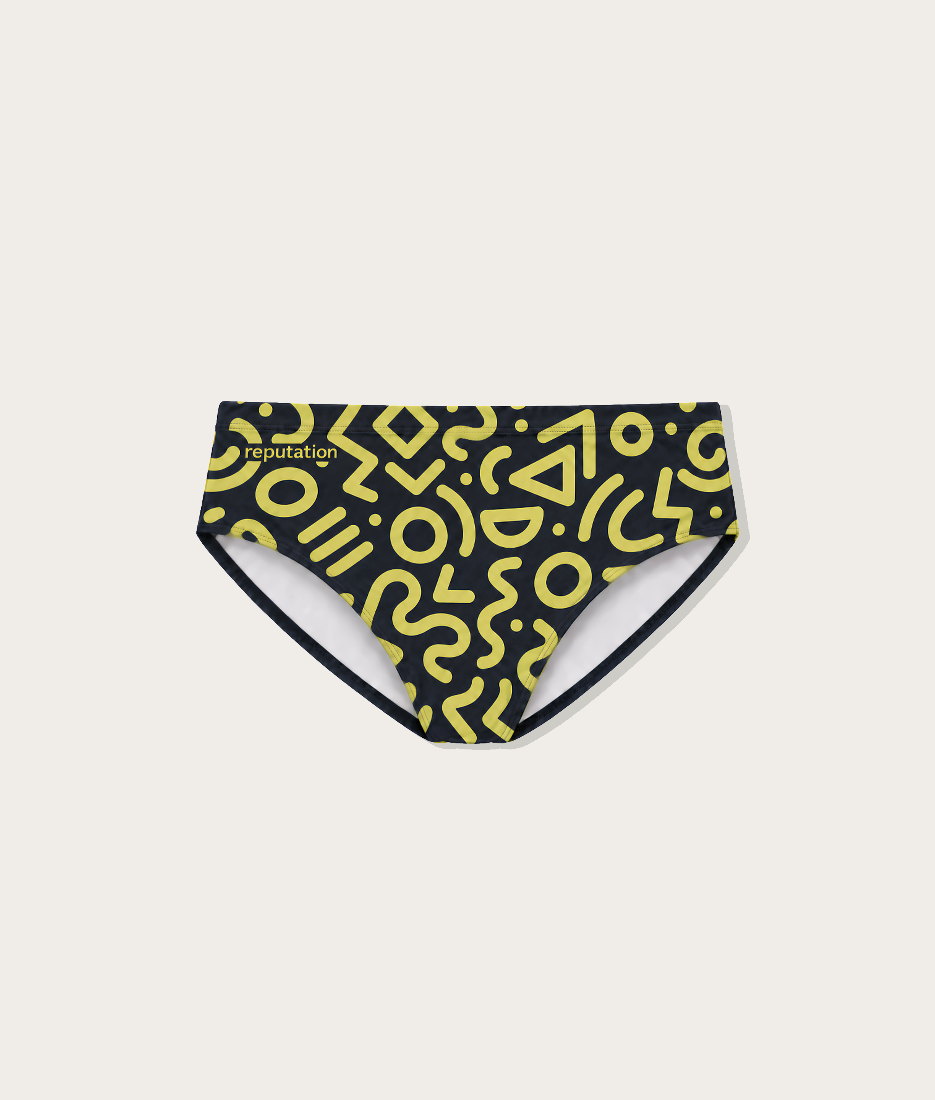 Reputation Sunga 02 Blue Neon Glyph — men's ultra-matte sunga brief flatlay