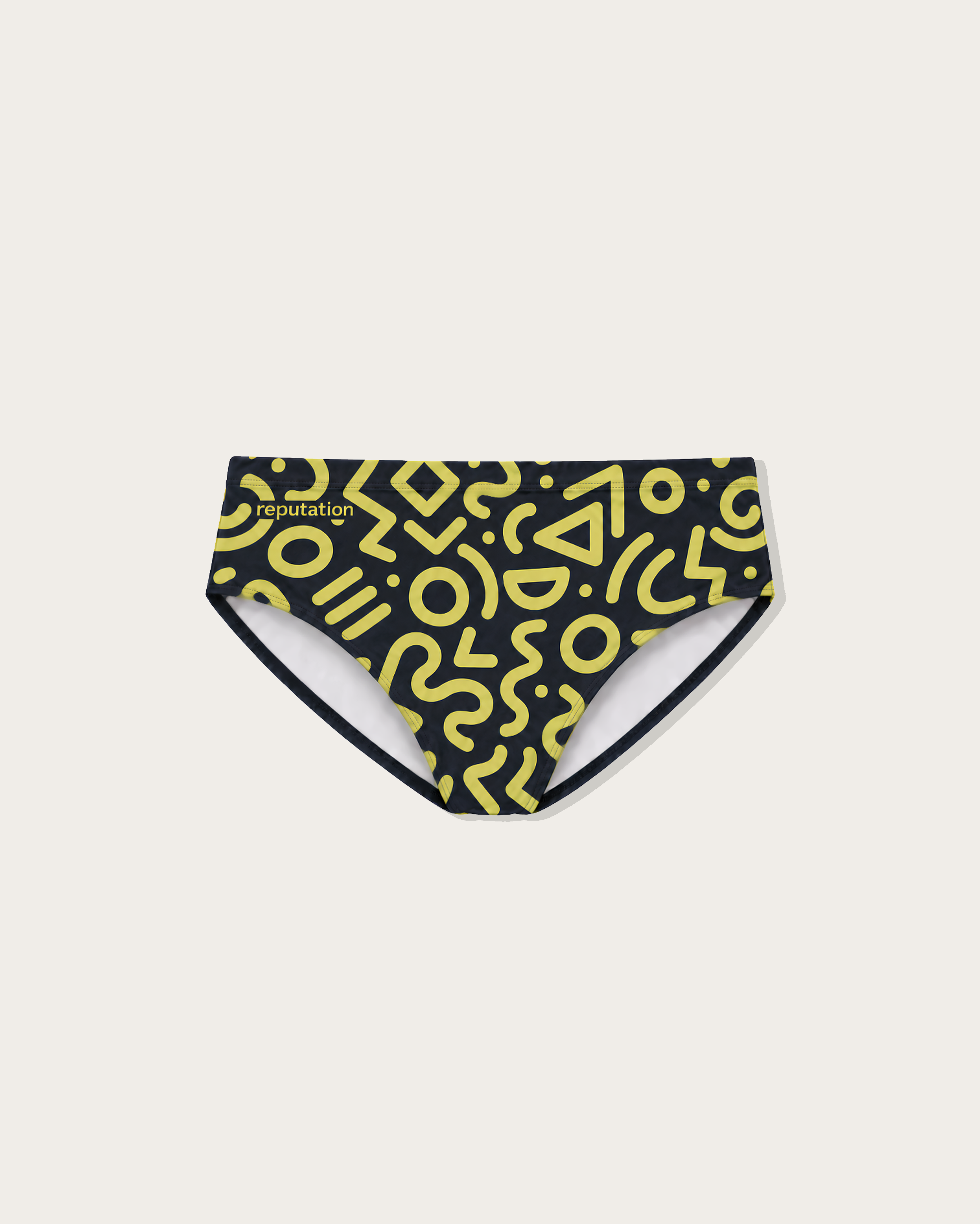 Reputation Sunga 02 Blue Neon Glyph — men's ultra-matte sunga brief flatlay