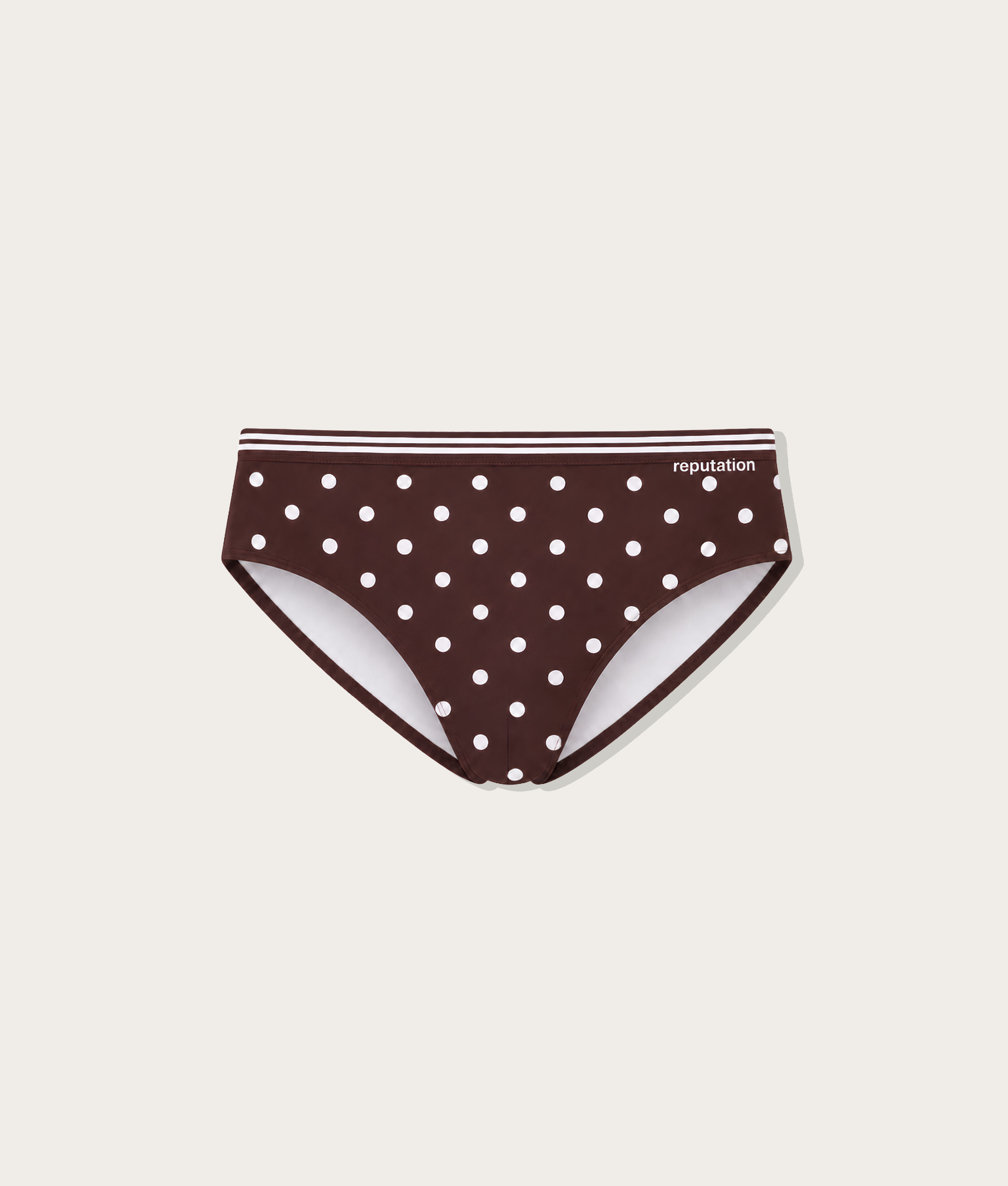 Reputation Swim Brief Sunga 02 Brown Polka Dots — men's swim brief poolside lifestyle chlorine-resistant