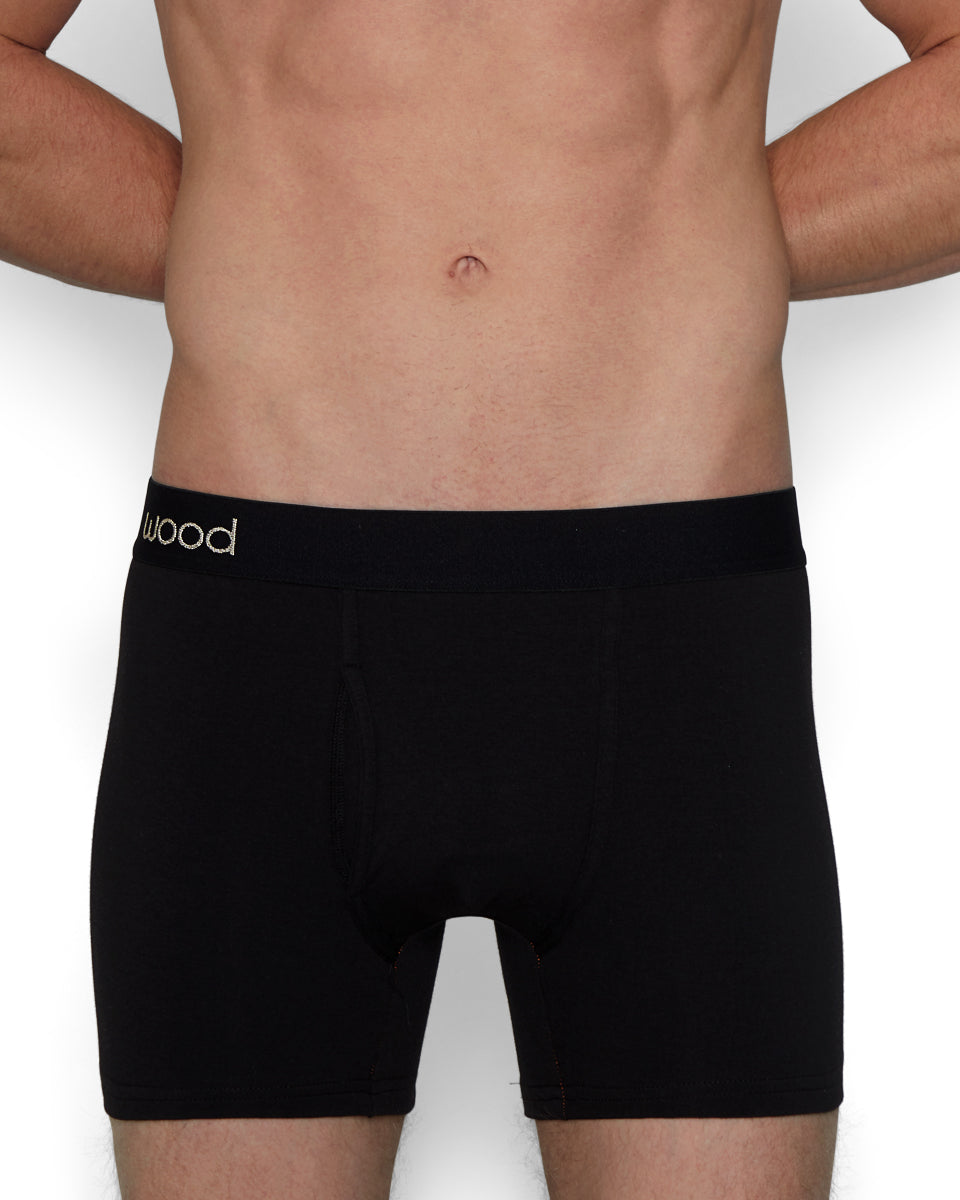 Wood Boxer Brief with Fly Black