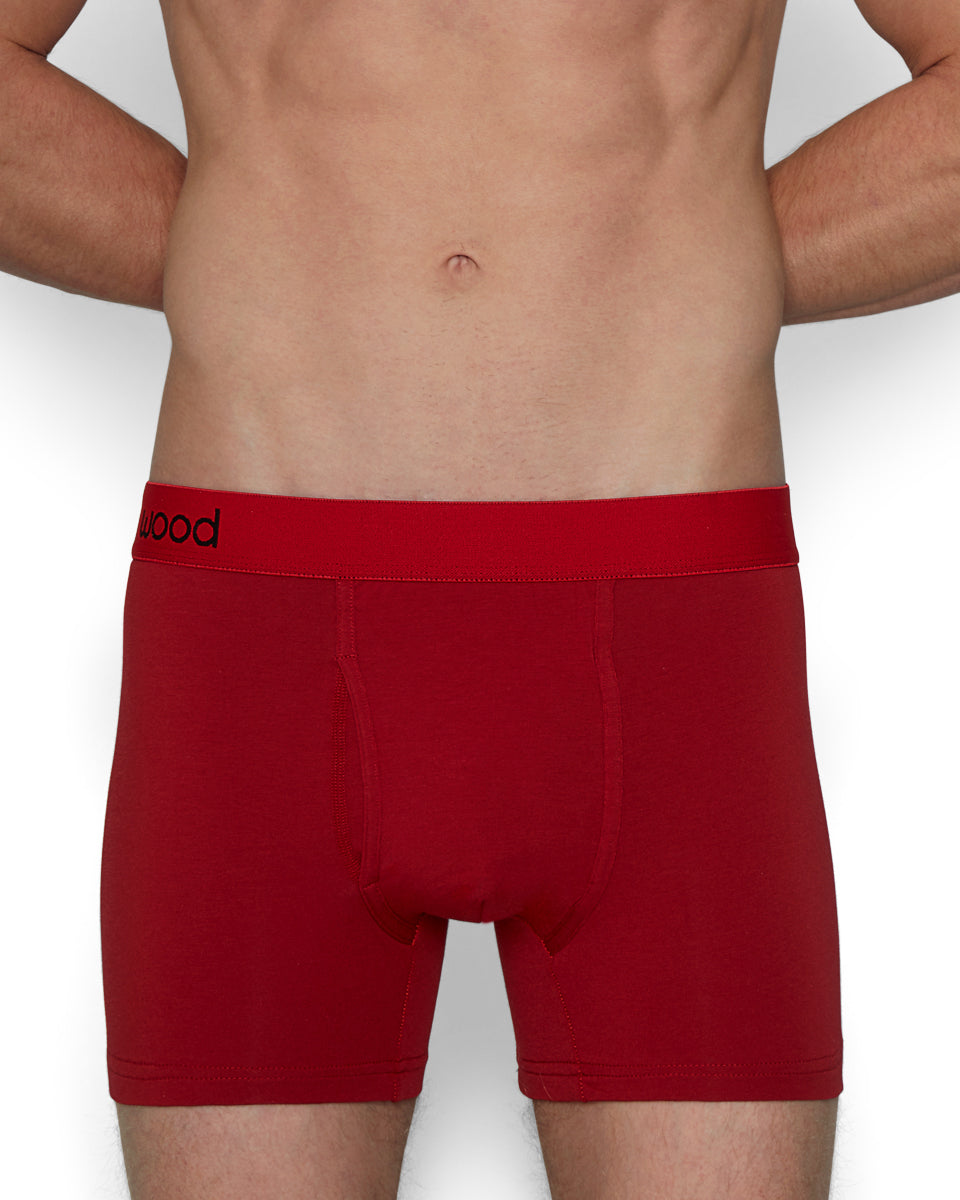 Wood Boxer Brief with Fly Crimson-red
