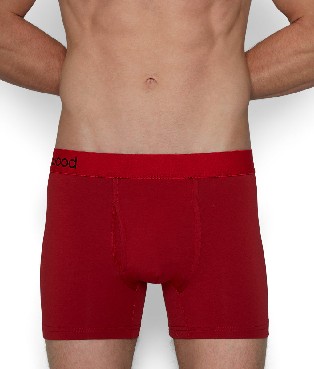 Wood Boxer Brief with Fly Crimson-red