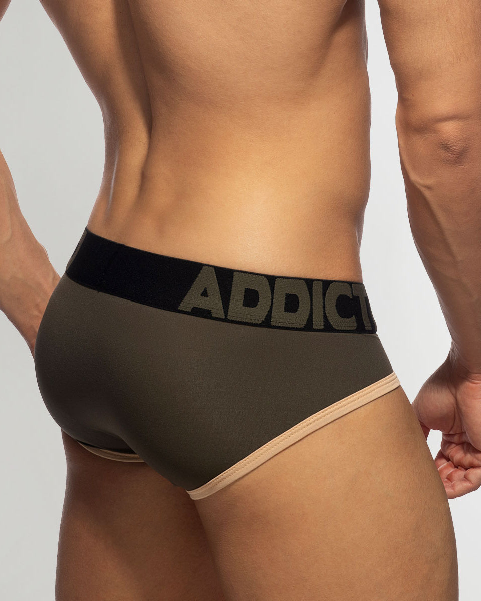 Addicted Naked Feeling Brief Khaki - men's brief with supportive pouch, back view