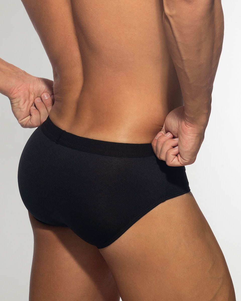 Addicted Looma Bikini Brief Black - men's brief with supportive pouch, back view