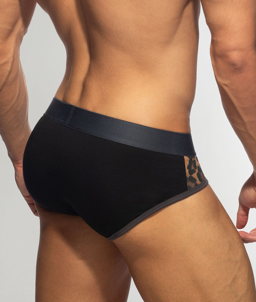 Addicted Leopard Panels Brief Black