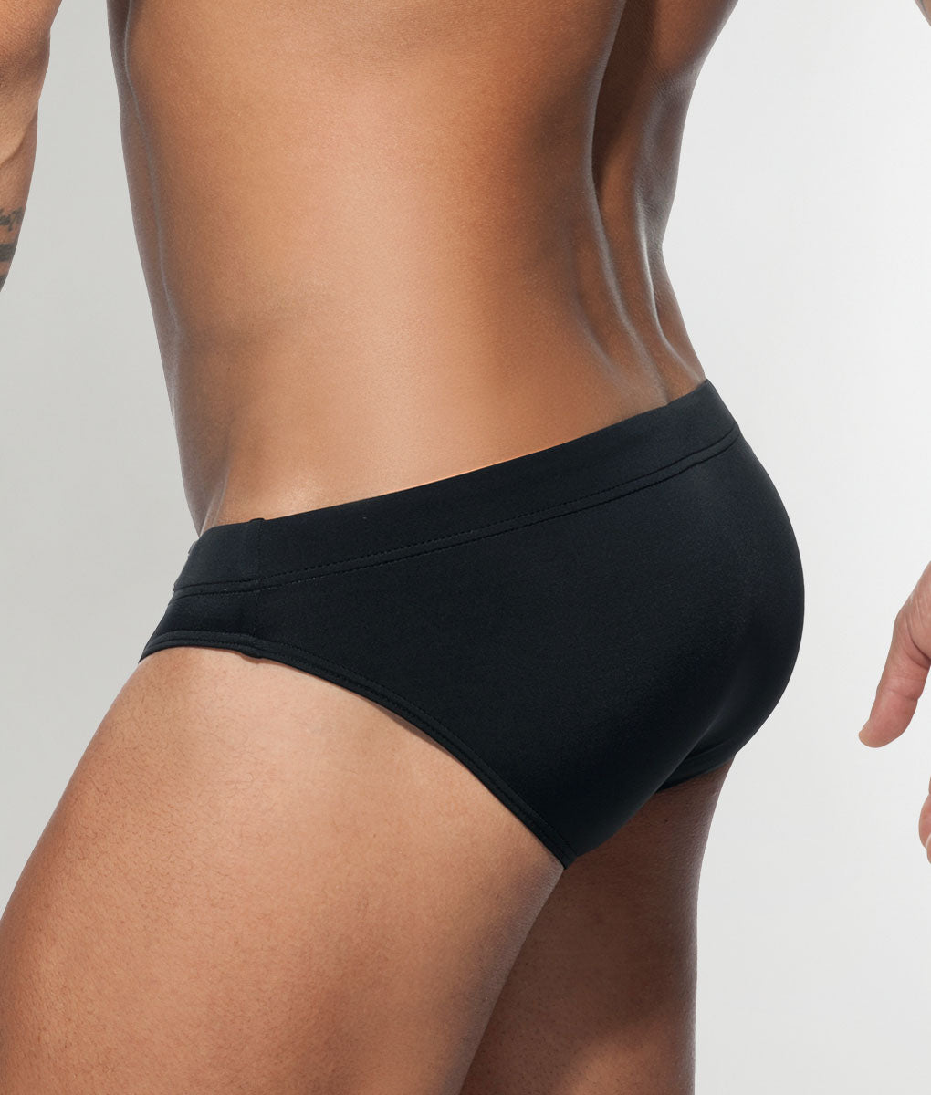 Addicted AD Swim Brief Black - men's swim brief with full coverage back design, back view