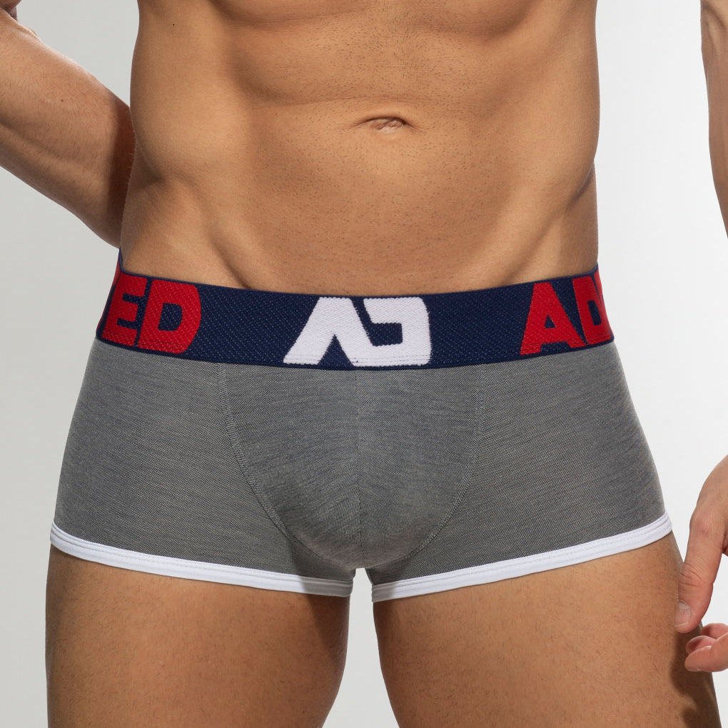 Addicted AD Pique Trunk Charcoal - men's trunk with supportive pouch, front view