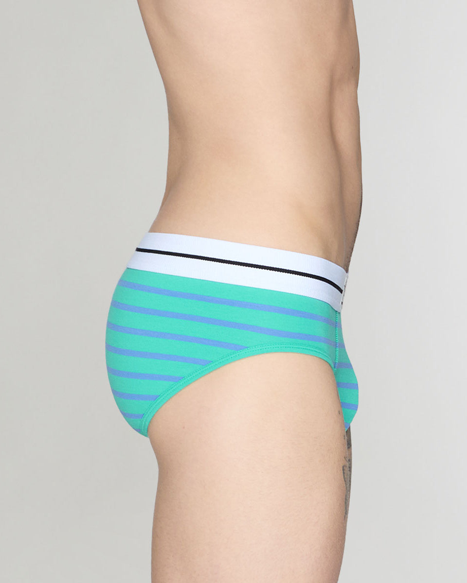 Bluebuck Nautical 25 Brief Mint-leaf-blue-yonder-stripes