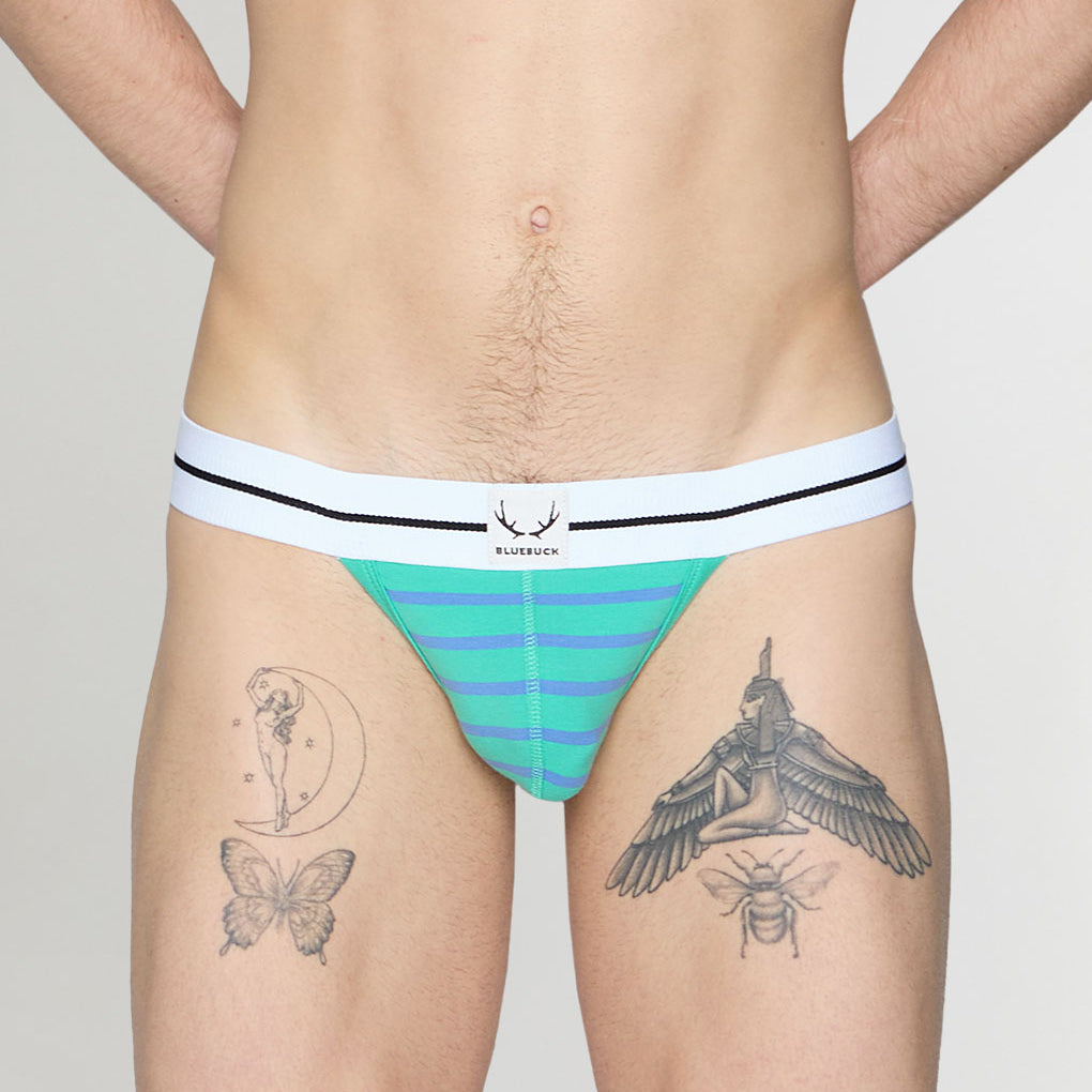 Bluebuck Nautical 25 Thong Mint-leaf-blue-yonder-stripes